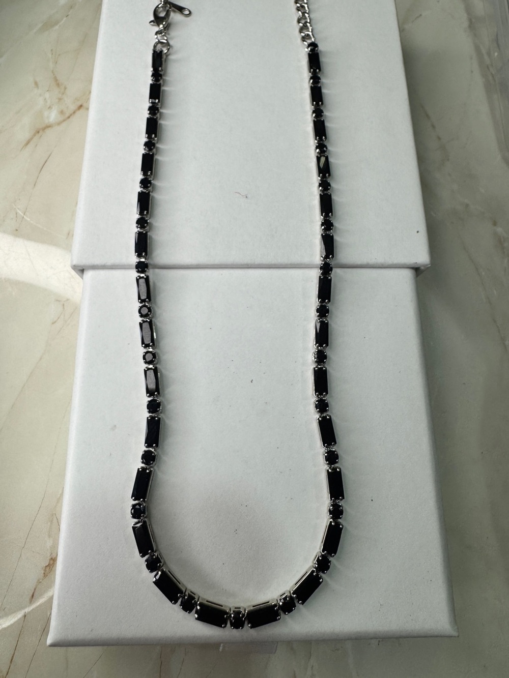 Black tennis Silver-Tone Necklace - Women Jewelry